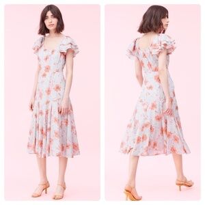 Rebecca TaylorLa Vie  Louise Floral Midi Cotton Dress SZ S